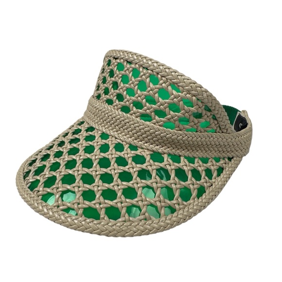 OBEY Green Woven Straw Visor Hat Streetwear Stretch One Size Unisex - Picture 2 of 7